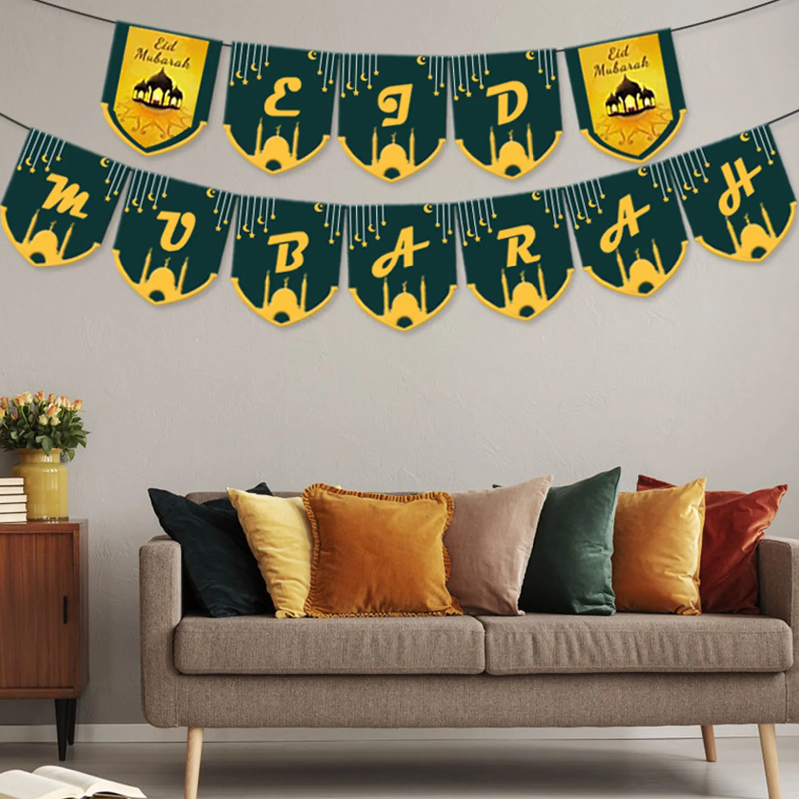 Ид аль-Фитр декоративный флаг треугольный Рамадан для вечерние Mubarak (12 штук