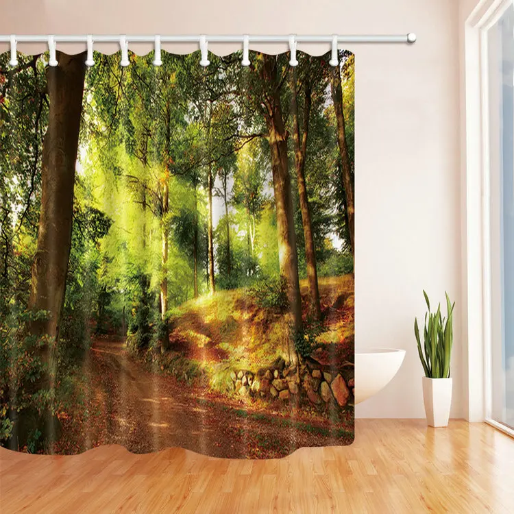 Занавески для душа с лесным деревом занавески ванной водонепроницаемая
