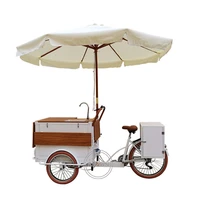 3 wheels coffee kiosk food cart ice cream cargo bike electric pedal bicycle drinks snack vending tricycle with mini refrigerator