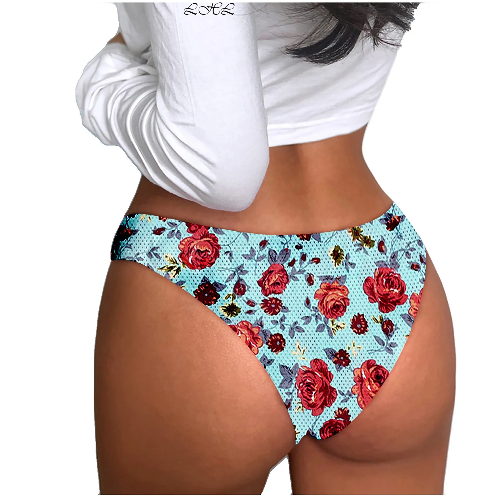 Трусы женские шелковые бесшовные с цветочным принтом дышащие | Женская одежда