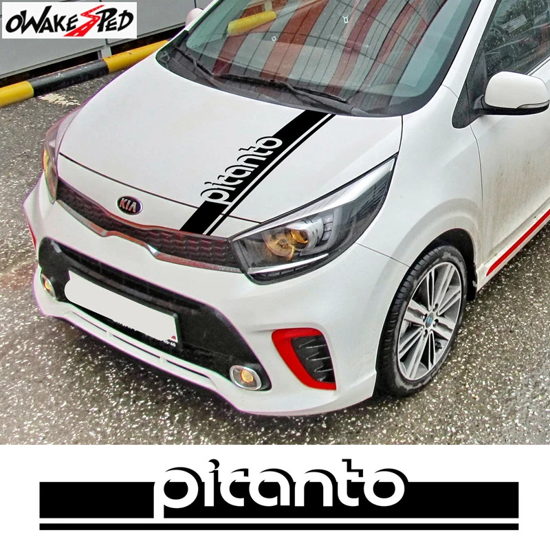 

1PCS Car Hood Bonnet Sticker Racing Sport Stripes Auto Engine Cover Decor Vinyl Decals For KIA Picanto Morning Accessories