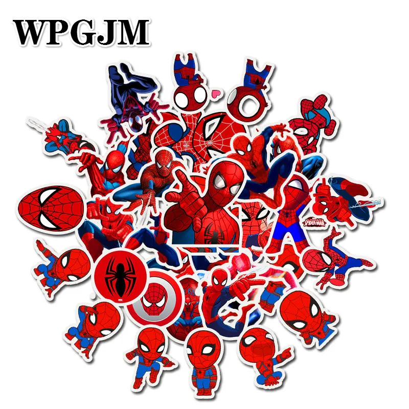 35Pcs Marvel Anime Super Hero Spiderman Stickers Toy Waterproof Sticker Car Skateboard Suitcase Laptop Refrigerator