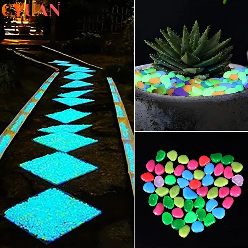 

25/50pcs Luminous Stones Decorative Pebbles Yard Garden Walkway Rock Craft Fish Tank Decor Luminous Patio Lawn Cobblestone Decor