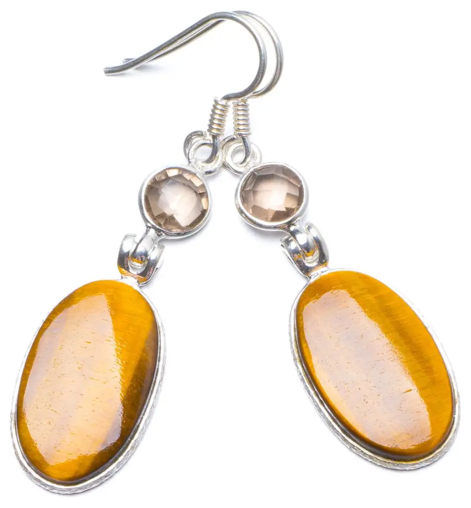 Уникальные серьги из стерлингового серебра 925 пробы с натуральным Тигром и