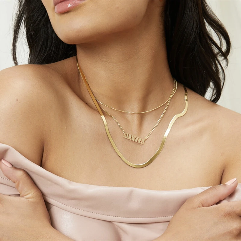 Женское Ожерелье из нержавеющей стали золотая цепочка с кубинскими звеньями