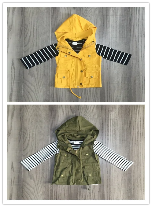 Одежда для маленьких девочек комплект из 2 предметов Полосатое пальто с