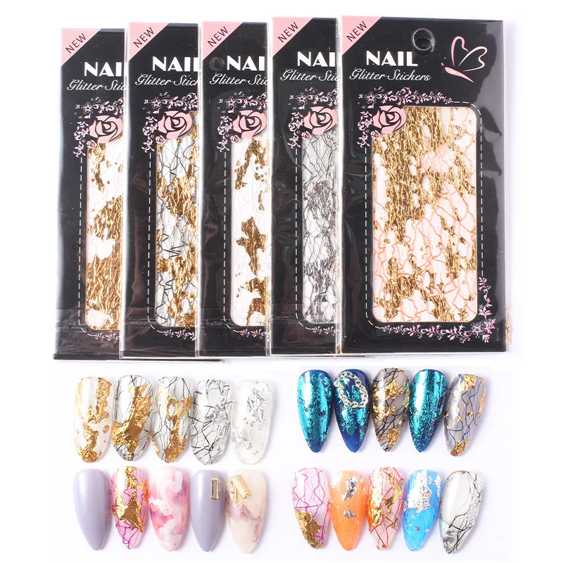 

10 Roll Aluminum Mesh Nail Stickers Glitter Line Silk Foil Transfer Accessories Nail Art Decal 3D Sally Net Line Holo Silk Foil