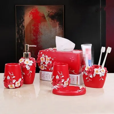 6pcs Туалетные принадлежности для ванной комнаты, аксессуары для ванной комнаты из пяти частей, бутылка для лосьона, держатель для зубных щеток, новые свадебные предметы, Товары для ванной комнаты - Цвет: 6pcs