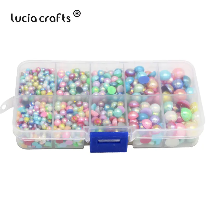 

Lucia Crafts 2200pcs ABS Half Round Imitation Pearl Beads Flatback Craft Decor DIY Nail Art Jewelry Accessory F1007