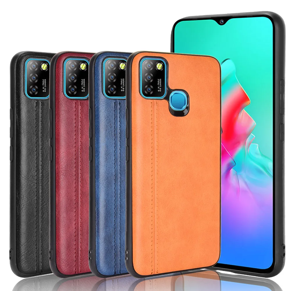 for infinix hot 10 lite case suture soft edge pu leather hard phone cover for infinix hot 10 lite case 6 6 free global shipping