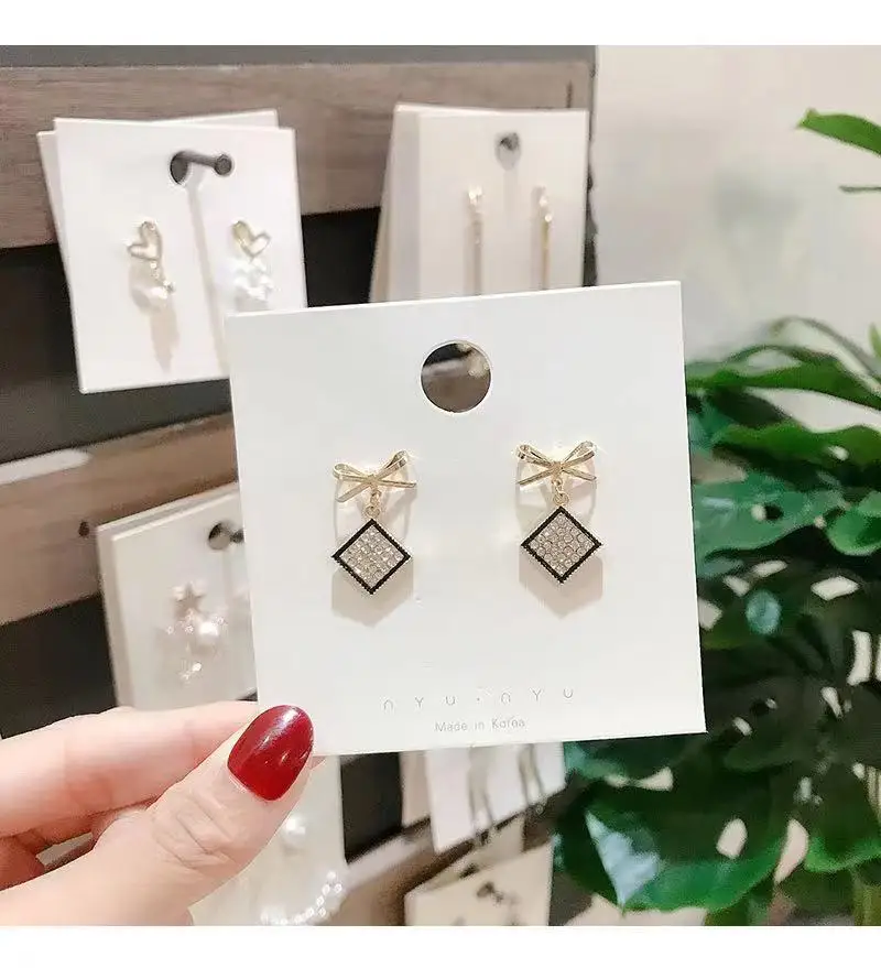 

2021 new simple bow earrings fashion zircon women's advanced crystal earrings elegant temperament earrings jewelry