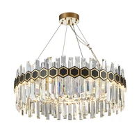 led postmodern round crystal black designer suspension luminaire lampen pendant lamp pendant light for dinning room