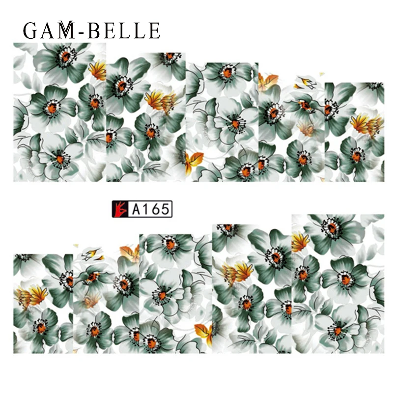 

GAM-BELLE 1pc Flower Leaves Nail Sticker Decals Blossom Colorful Slider Rose Water Full Wraps Nail Art Decoration Floral On Nail