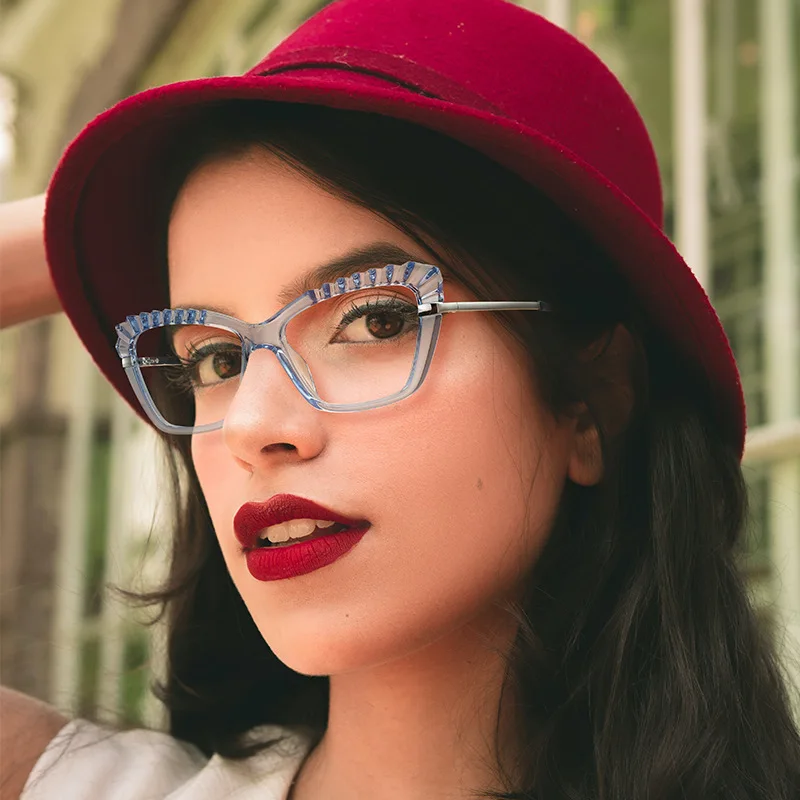 

LNFCXI Retro Square Clear Anti Blue Light Women Eyeglasses Frame Fashion Spring Hinge Men TR90 Metal Optical Glasses Frame