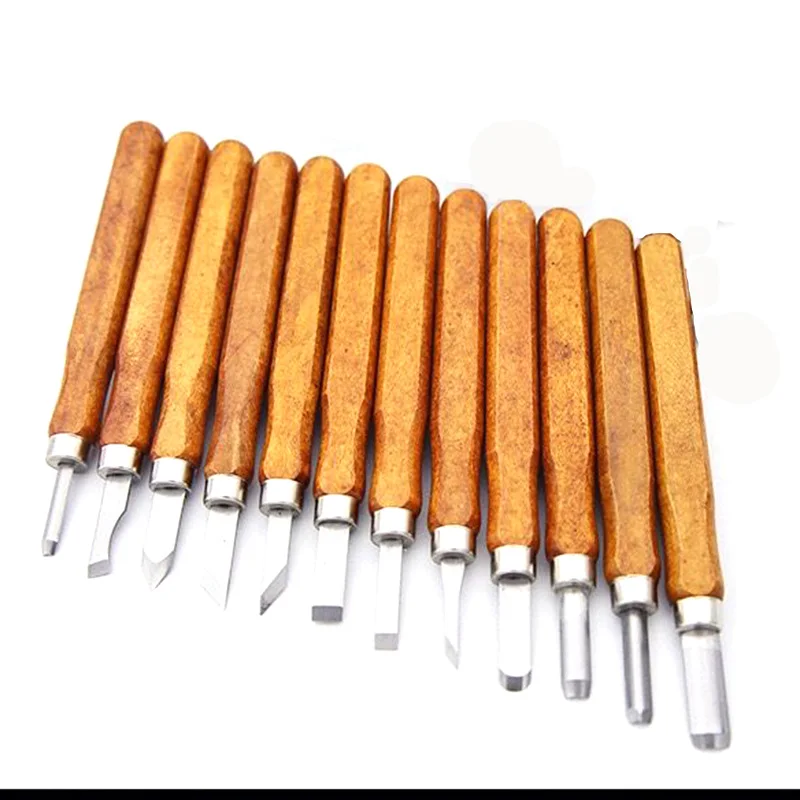 12 шт. ручная резьба по дереву долотом Ножи DIY деревообрабатывающий