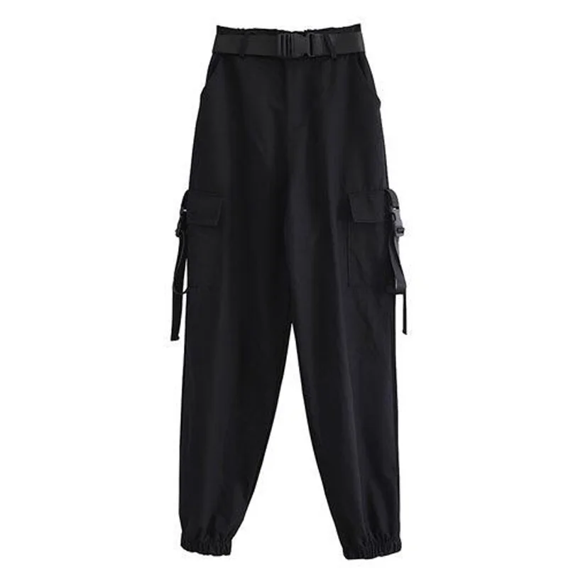 

Joggers Baggy Pants Women Plus Size Black Cargo Pants Women Khaki Hip Hop Trousers Sweatpant Femmes Streetwear Belt Decoration