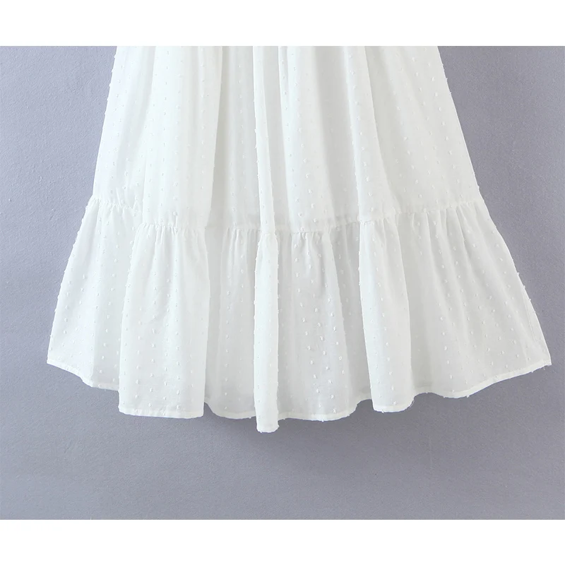 

2021 New Elegant Women Flowy White Dress Za Sexy Square Neck Back Bow Tie A-line Midi Party Dresses Summer Robe Femme