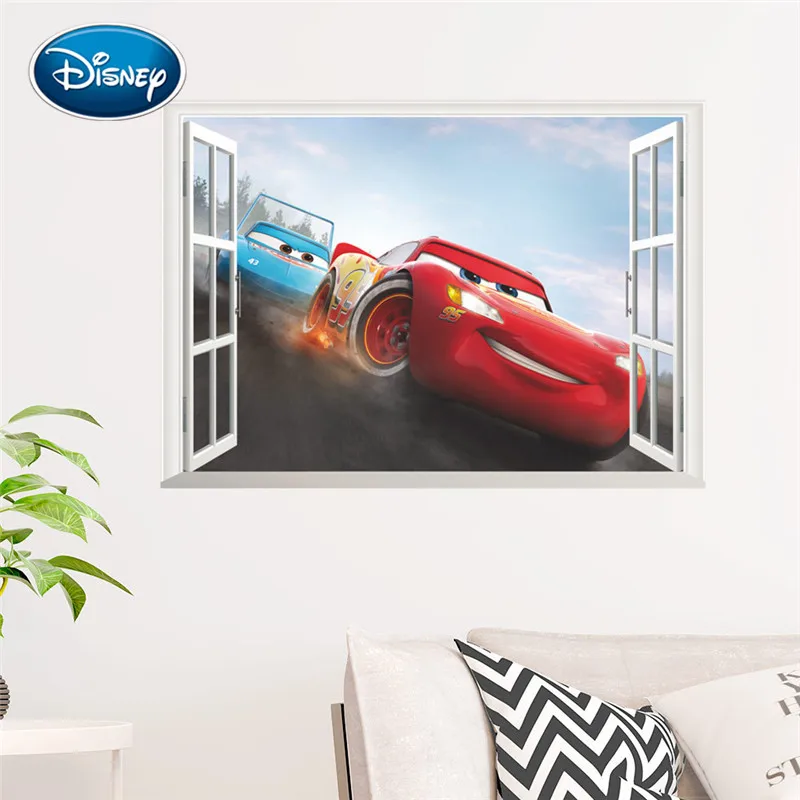 Disney 3d автомобили детская комната спальня художественное оформление стены прикрепляемые стикеры наклейки декоративная роспись детской