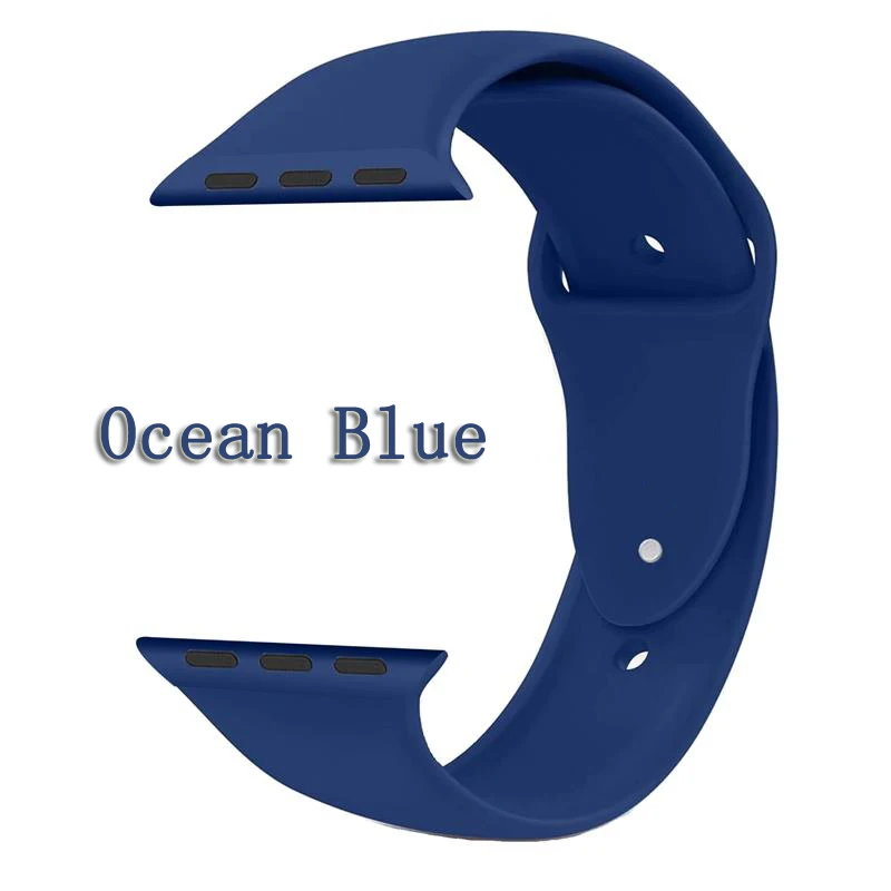 Ocean Blue Oulucci Одноцветный ремешок для apple watch 38 мм/40 мм/42 мм/44 мм спортивный ремешок силиконовый ремешок аксессуары для apple watch 5/4/3/2/1 - Цвет ремешка: Ocean Blue