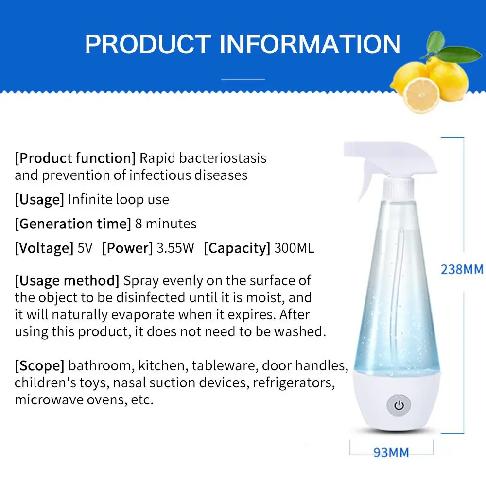 

Hypochlorous Acid Disinfection Water Manufacturing Generator Portable Cleaning And Disinfection Household Sterilization Tools