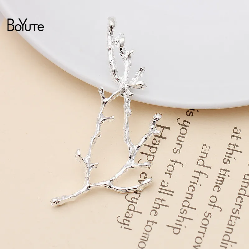 Silver-20.5x60.5MM BoYuTe(20 Pieces/Lot) Metal Alloy 40*34MM Maple Leaf Materials Vintage Hand Made Diy Jewelry Accessories Wholesale - Цвет: Silver-20.5x60.5MM