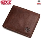 Высококачественный кошелек GZCZ из 100% натуральной кожи с технологией Rfid, мужской кошелек, портмоне, держатель для карт, мужской маленький кошелек