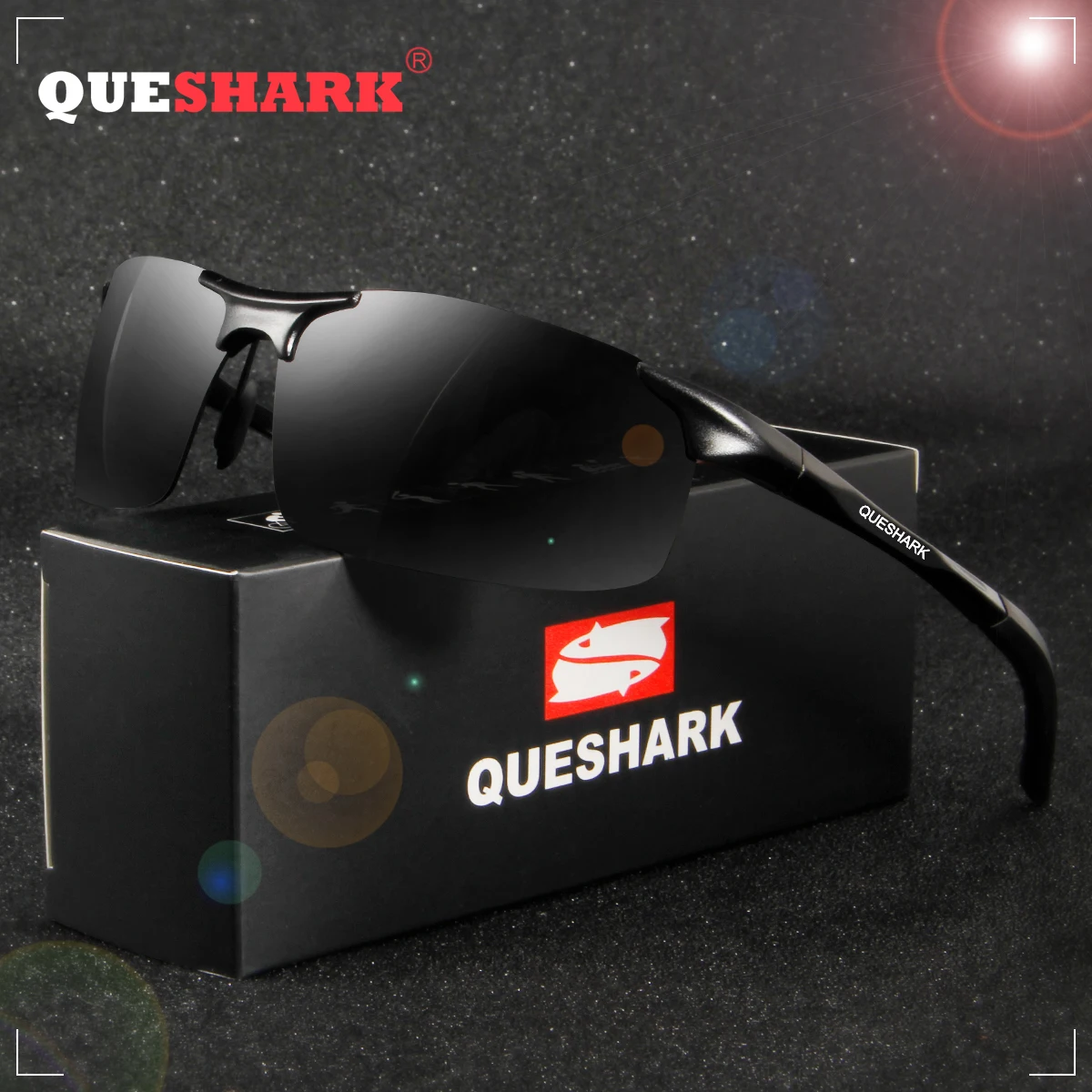 QUESHARK, мужские солнцезащитные очки для рыбалки, поляризационные, для мужчин, Al-Mg, металлическая оправа, ультра-светильник, для вождения, пешего туризма, гольфа, спорта
