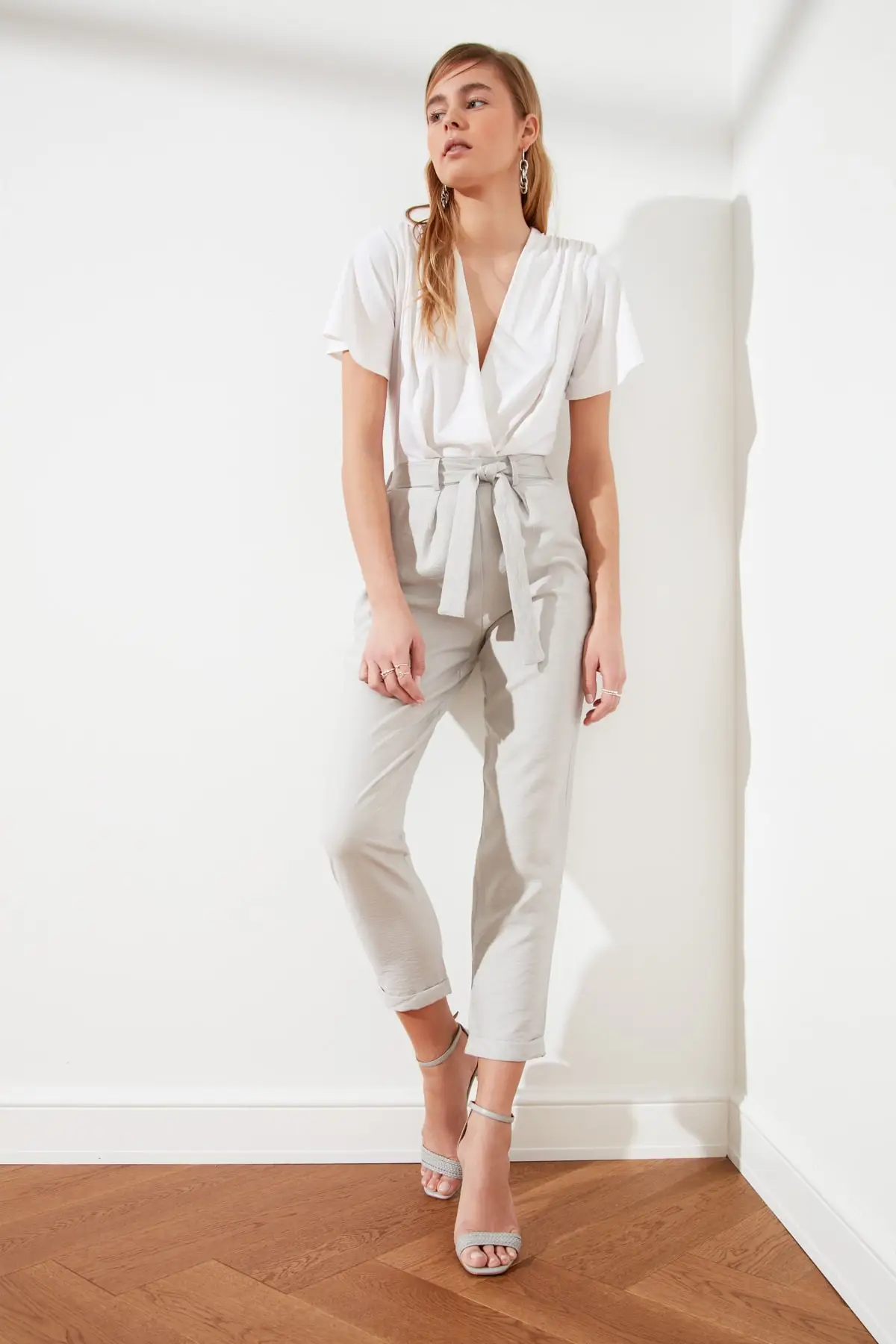 Женские повседневные брюки twot19st0069 синий пояс|Брюки| |