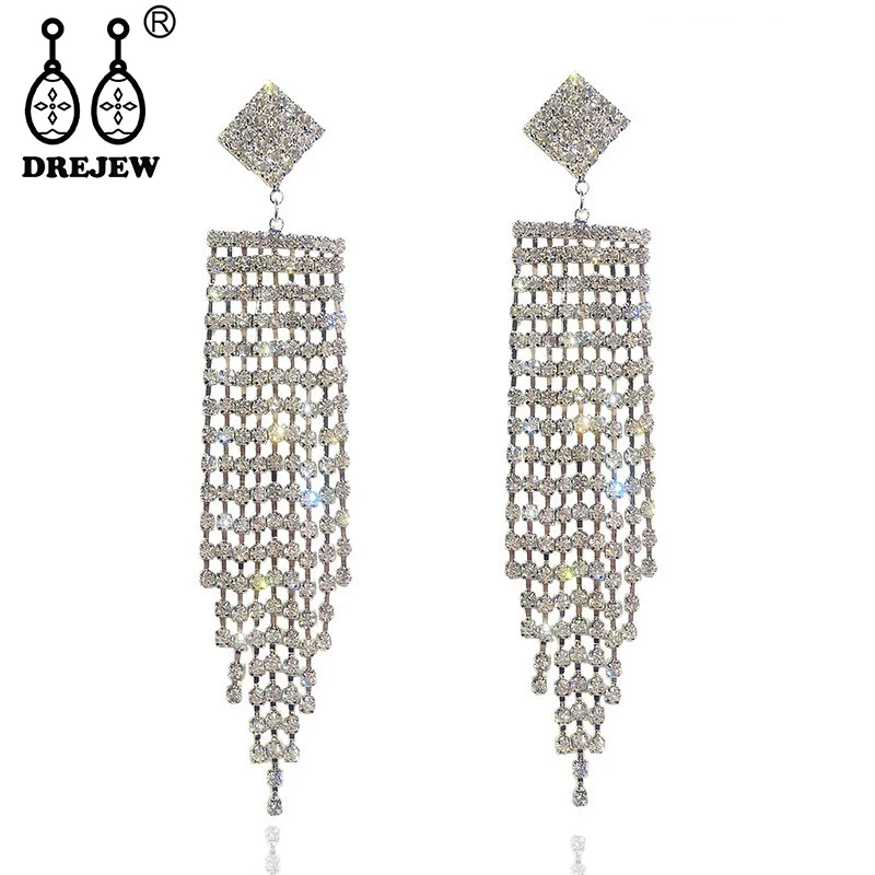 DREJEW длинные серьги капельки для женщин 2019 золото серебро квадрат 925 капли наборы