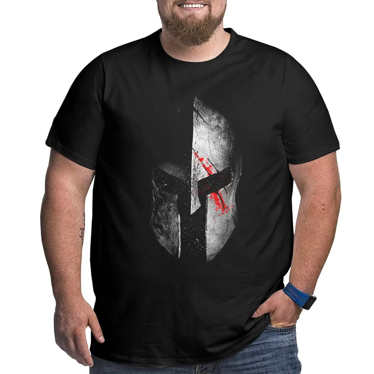 

Spartan Sparta Helmet T-Shirts Men Unique 100% Cotton Big Tall Tees T Shirts Plus Size Big Size Large 4XL 5XL 6XL Clothes