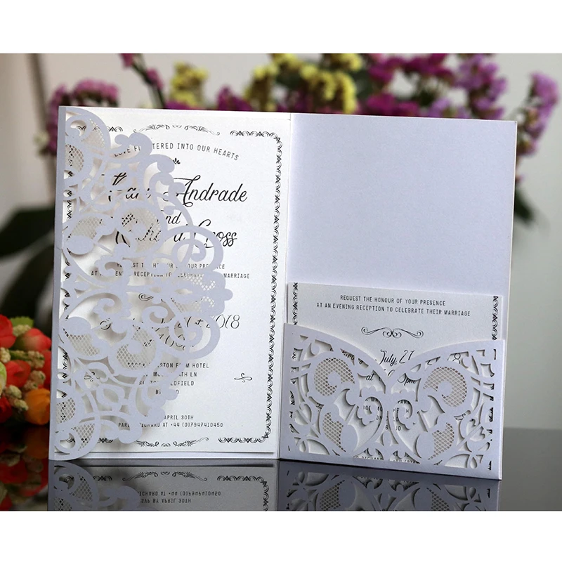 1pcs Blue White Elegant Laser Cut Wedding Invitation Cards Greeting Card Customize Business With RSVP Decor Party Supplies | Дом и сад