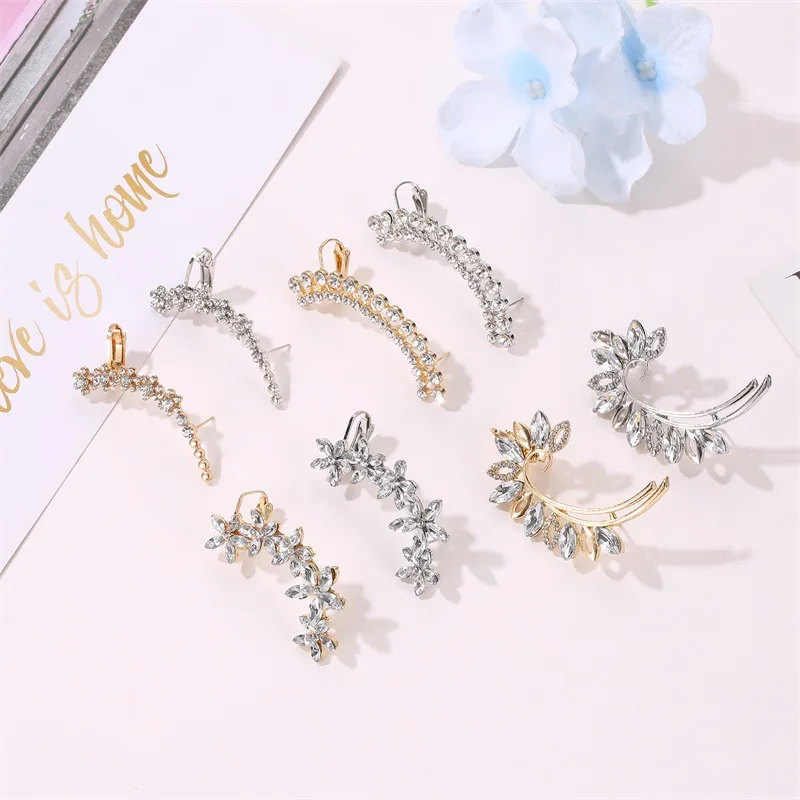 Серьги-клипсы женские с кристаллами перьями и крыльями | Украшения аксессуары