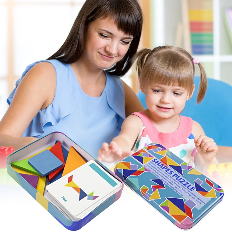 Wooden Block Set Montessori Wooden Jigsaw Board Set Colorful Baby Toys Educational Toys Puzzles for Children Developing Toys
