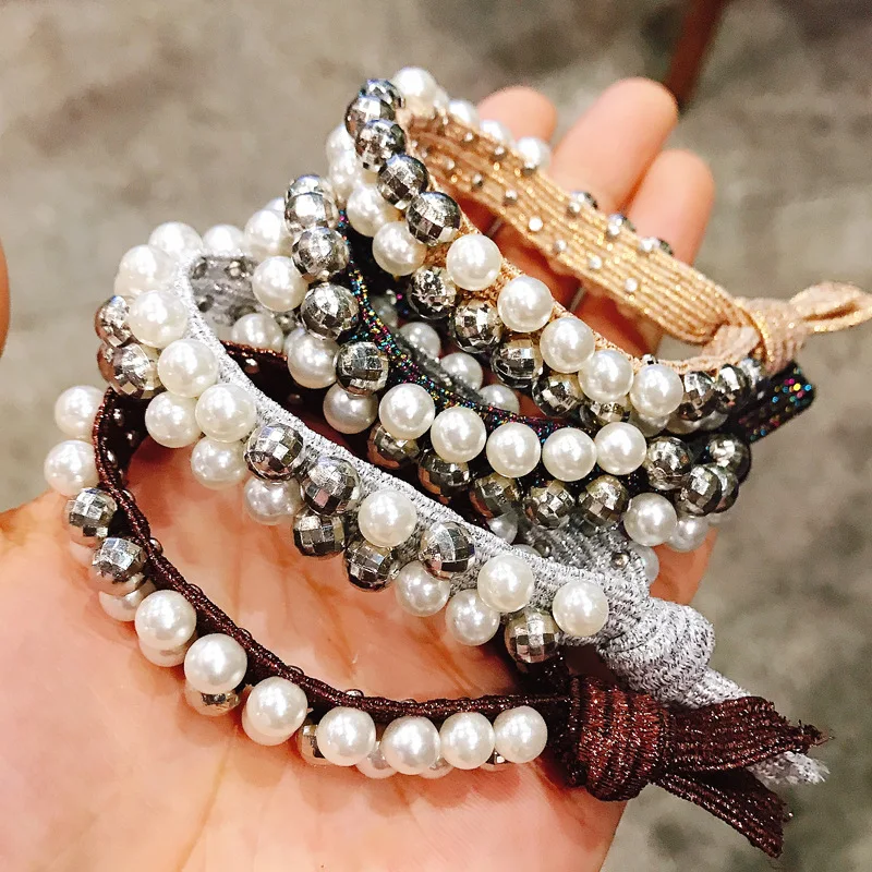 Роскошные женские резинки для волос с кристаллами жемчужные резинка девочек