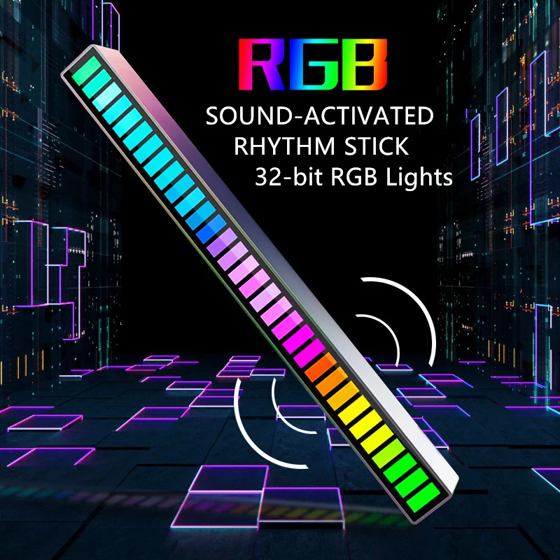 

Audio Sound Control RGB LED Light Voice-Activated Rhythm Lights Music Atmosphere Lamp Ambient Light room Car Decoration Lamp