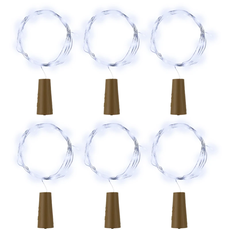 6 шт длина 2 м 20 светодиодов мигает светильники в форме винных бутылок Батарея