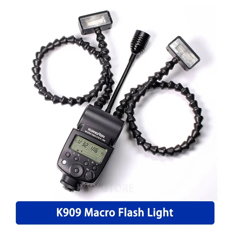 K909 макро вспысветильник с двумя головками для фотографий универсальная вспышка