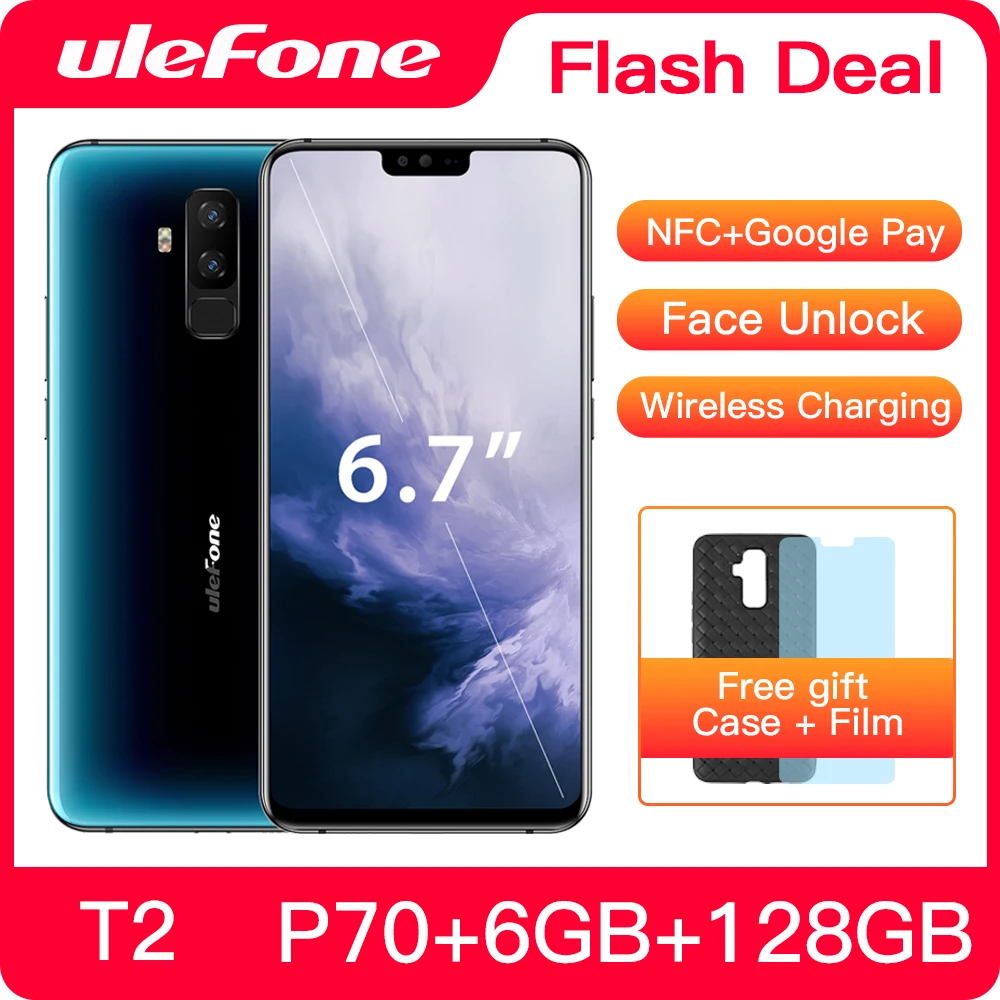 Ulefone T2 смартфон с восьмиядерным процессором Helio P70 ОЗУ 6 ГБ ПЗУ 128 7 дюймовым экраном