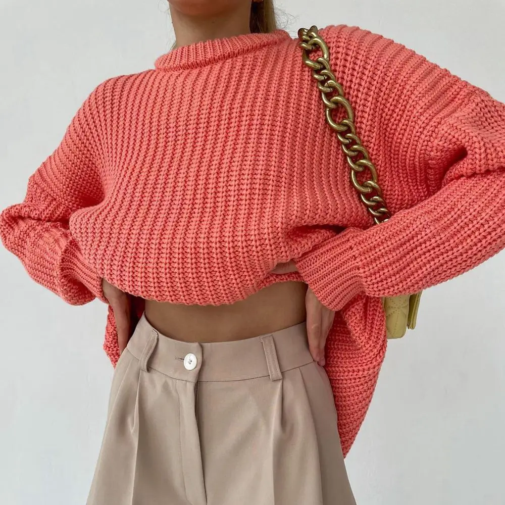 

Muyogrt Women Oversized Sweater Vintage Solid Loose Pullover Tops Streetwear 2021 Autumn Knitted Jumper Female Basic Knitwear