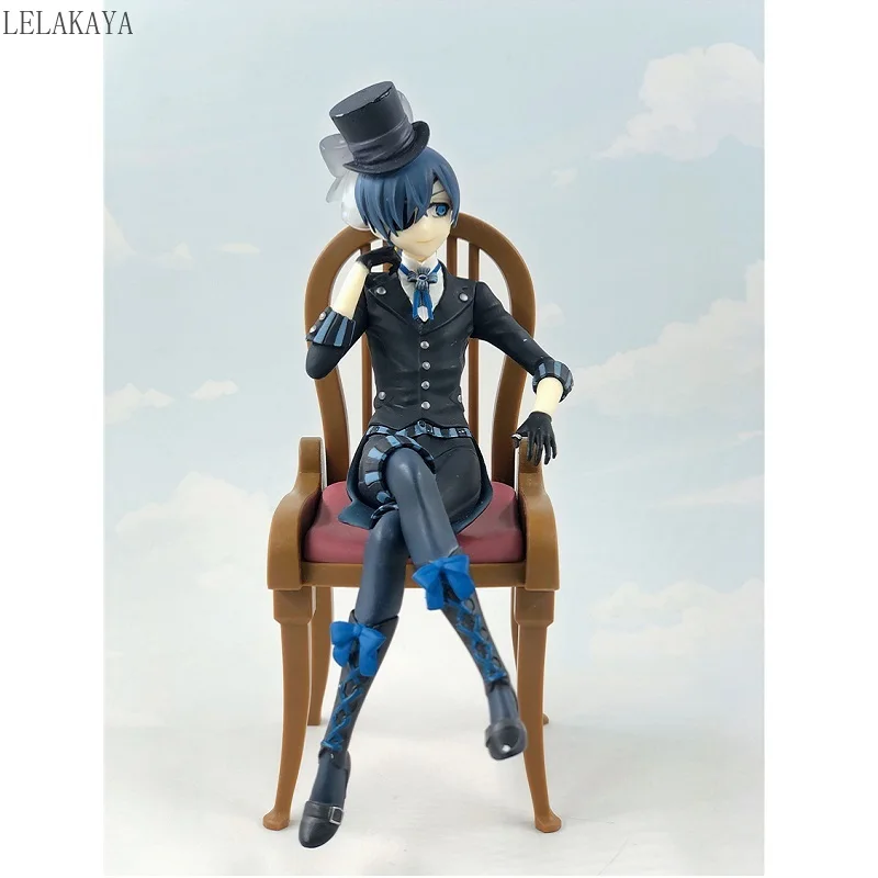 

15cm Japanese Anime Black Butler Ciel Phantomhive Chair action figure PVC Collection Ciel Model Brinquedos Toys For Gifts No Box