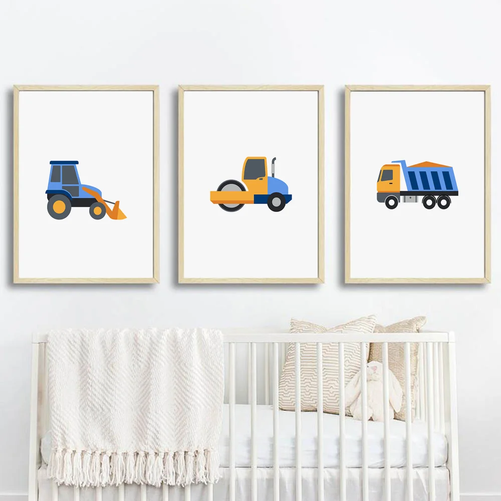 Крана ролика бульдозер грузовик инженерный транспорт Nordic Плакаты и декоративное