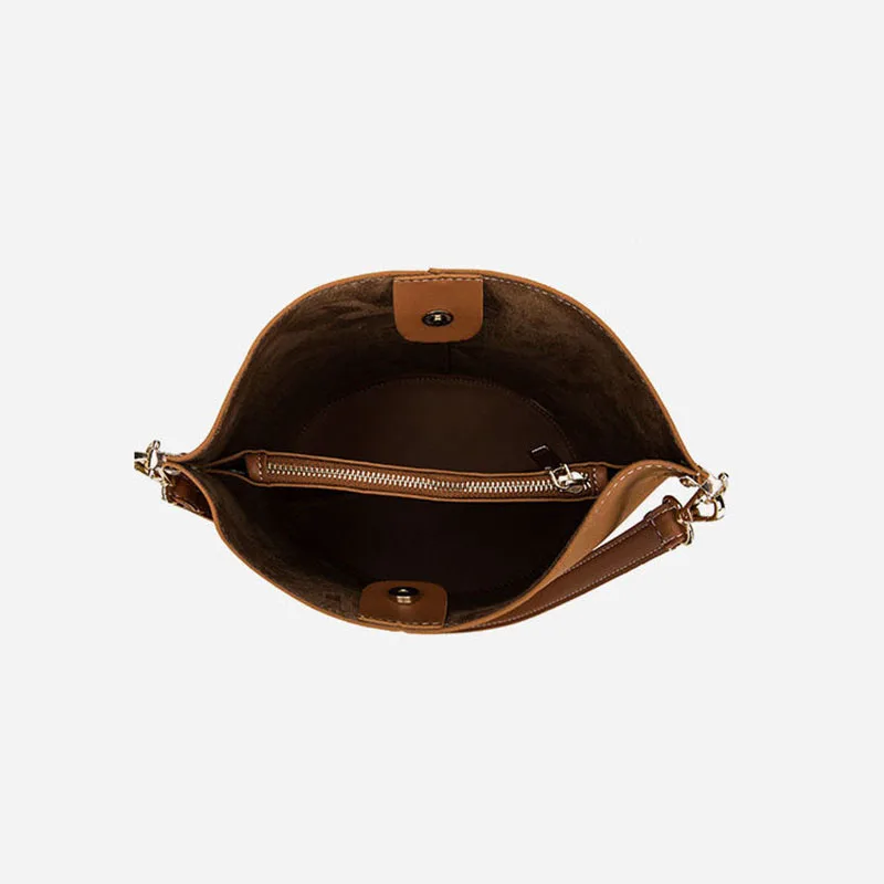 

Women Bucket Shoulder Bag Large Nubuck Leather Wide Shoulder Straps Women Handbags Pu Leather Messenger Bags Female Shopping Bag