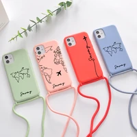 custom name soft silicone phone case with rope for iphone 12 11 pro max 7 8 plus x xs xr diy crossbody lanyard neck strap cover