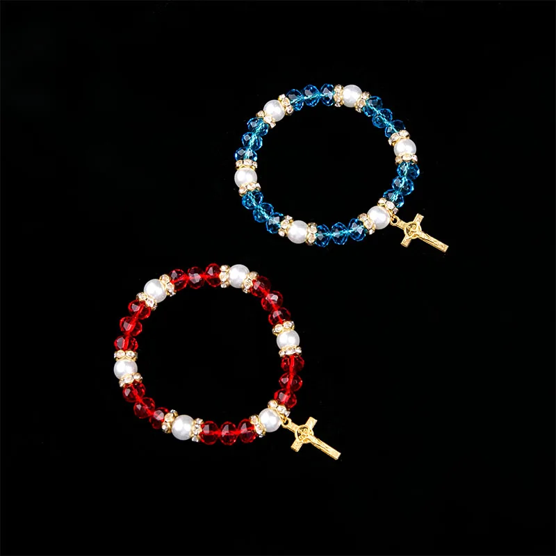 Оптовая продажа браслет из кристаллов Иконка Иисуса религиозный Подарочный