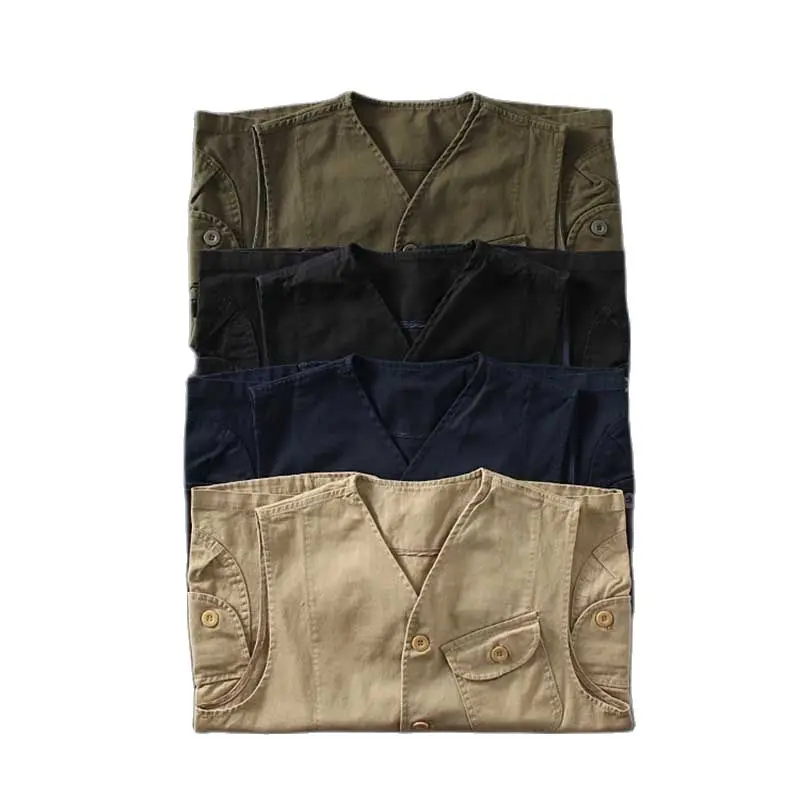 Жилет Мужской Хлопковый в стиле ретро повседневная безрукавка с несколькими