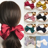 big bow scrunchies ponytail holder double layer satin hair ring hair rope hair accessories red hair ties for girls hairbands
