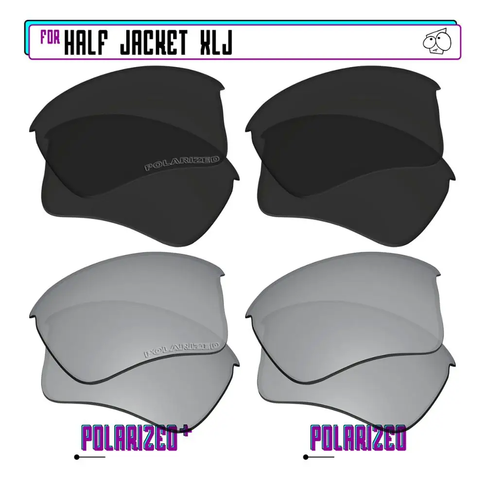 EZReplace Polarized Replacement Lenses for - Oakley Half Jacket XLJ Sunglasses - BlkSirP Plus-BlkSirP