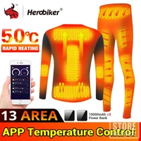 20 areas heated jacketpants mens heated suit phone app control temperature usb thermal underwear motorcycle jacket for winter