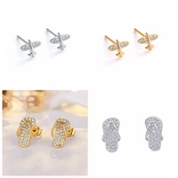 s925 sterling silver stud earrings for women minimalist inlaid zircon aircraft cartilage perforation earrings fine jewelry a45