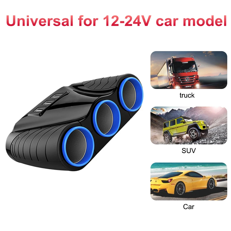 Универсальный 3 Way 12 V-24 V автомобильный прикуриватель сплиттер адаптер с портами